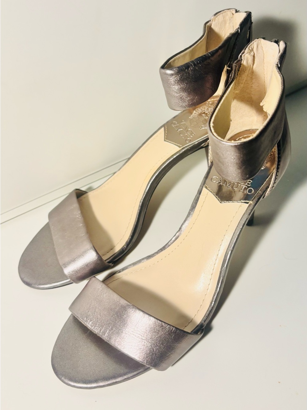 Vince Camuto,  Bronze Open-Toe Heels